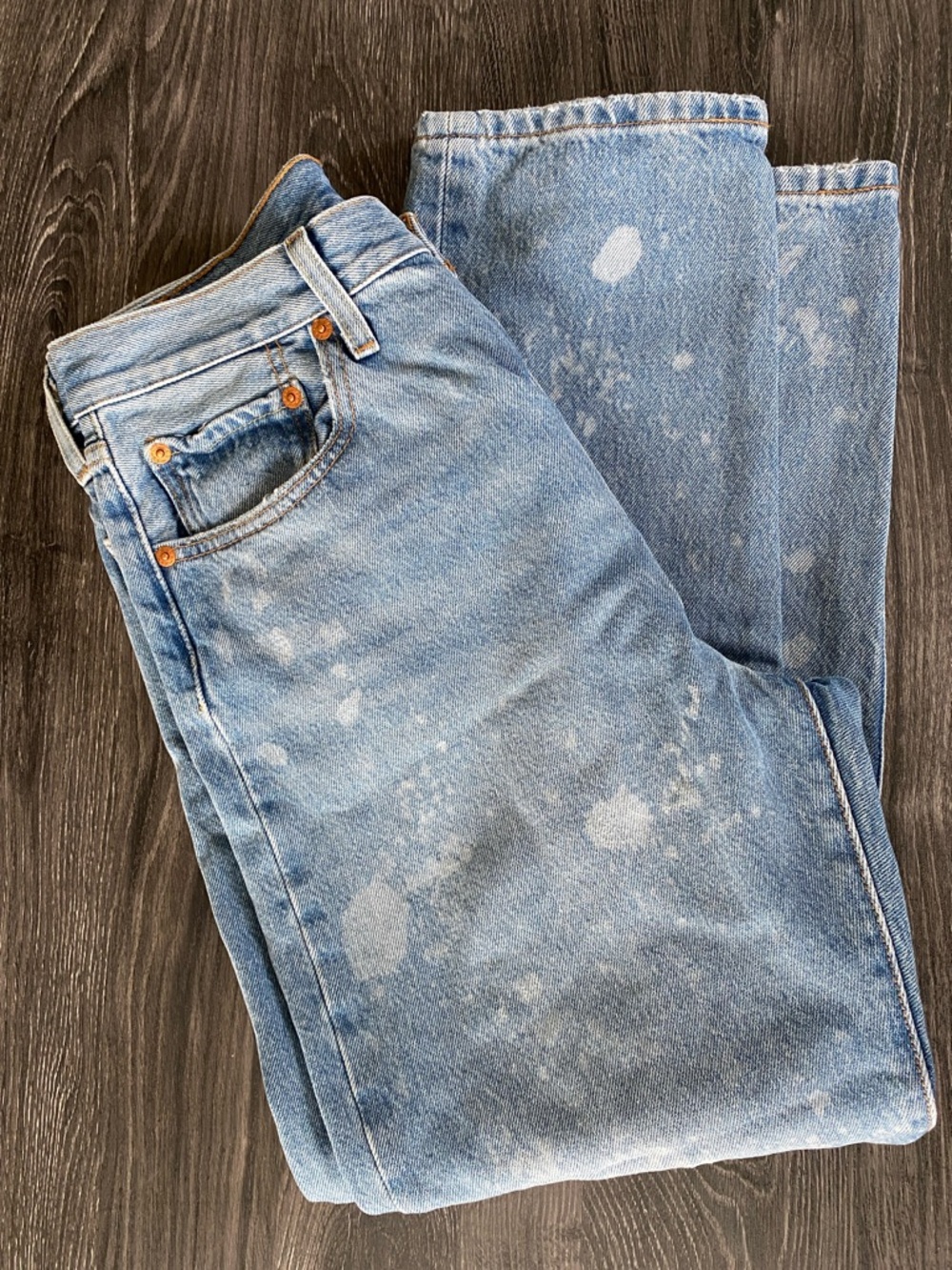 Levi's Women’s 501 Light Blue Distressed Straight Jeans - Picture 5 of 10